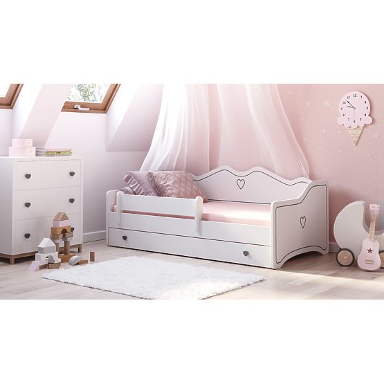 Children's Bed EMMA with Drawer and Guardrail 180x80 Grey