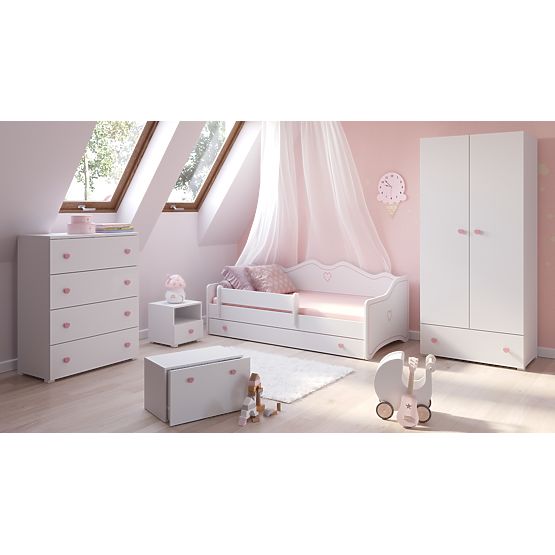 Children's Bed EMMA with Drawer and Guardrail 180x80 Pink