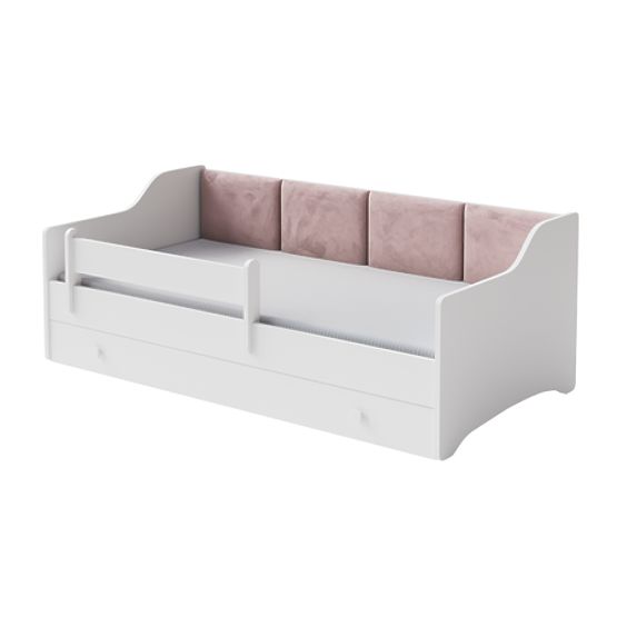 Children's Bed ERYK with Drawer and Guardrail 160x80 Pink Panel