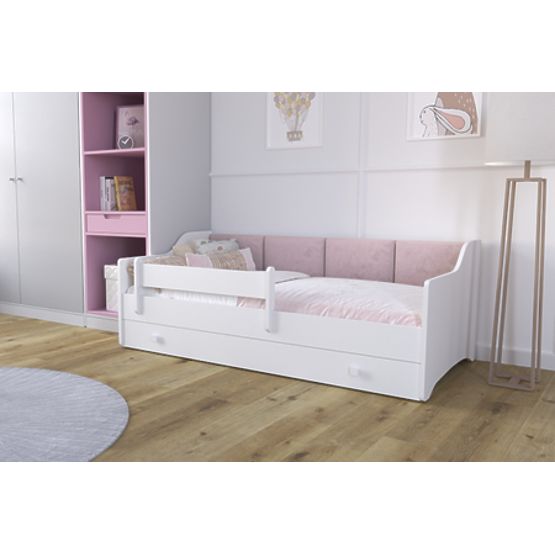Children's Bed ERYK with Drawer and Guardrail 160x80 Pink Panel