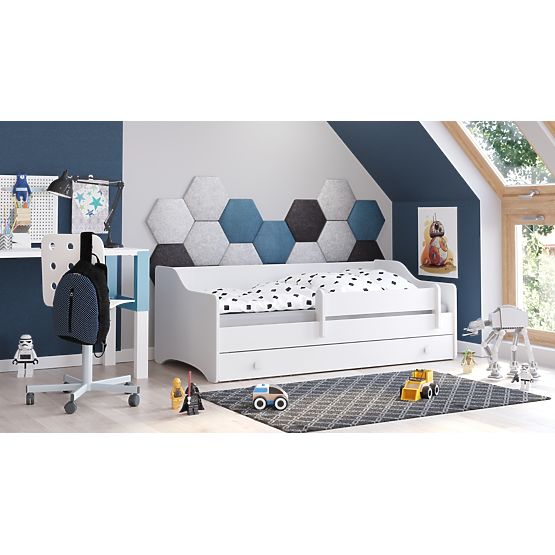 Children's Bed ERYK with Drawer and Guardrail 160x80 White Handle