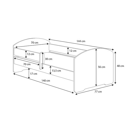 Children's Bed MAX with Guardrail 140x70