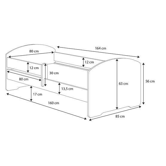 Children's Bed MAX with Guardrail 160x80