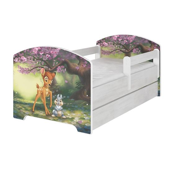 Children's Bed with Safety Rail - Fawn Bambi - Norwegian Pine Decor