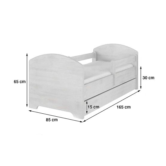 Children's Bed with Safety Rail - Fawn Bambi - Norwegian Pine Decor