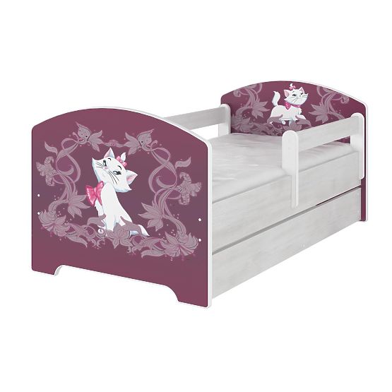 Children's Bed with Safety Rail - Marie the Cat - Norwegian Pine Decor