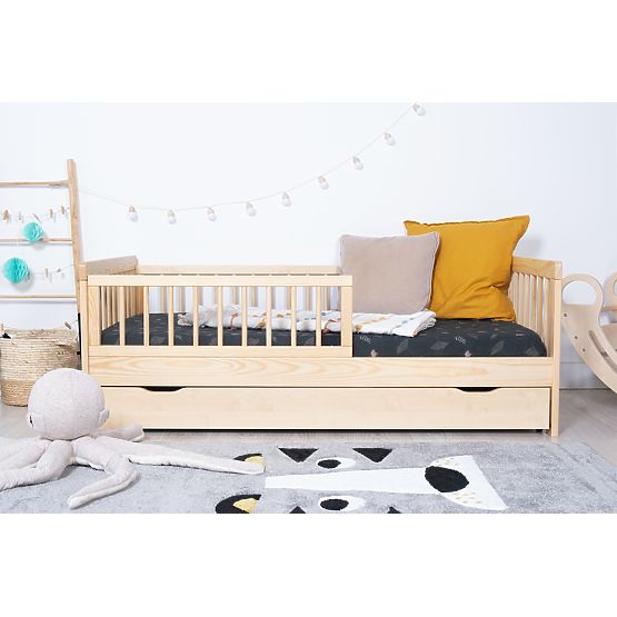 Children's Bed with Guardrail TEDDY - Natural
