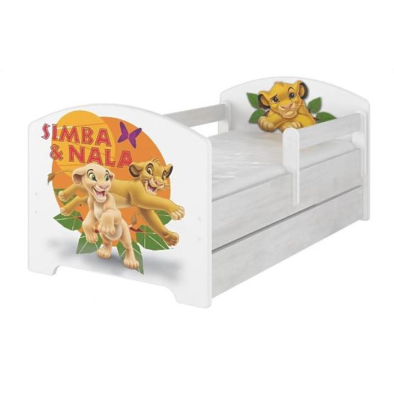 Children's Bed with Safety Rail - The Lion King - Norwegian Pine Decor