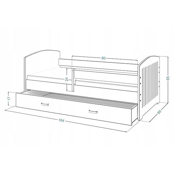 Children's Bed with Guardrail MIKI 160 x 80 cm