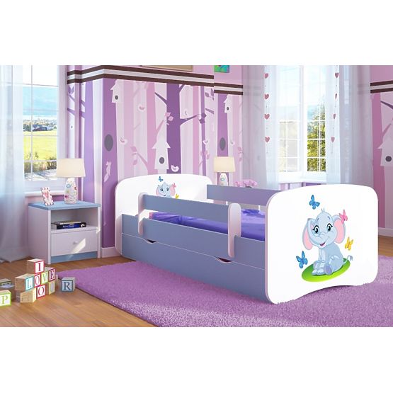 Children's bed with bed rail Ourbaby - Elephant - blue