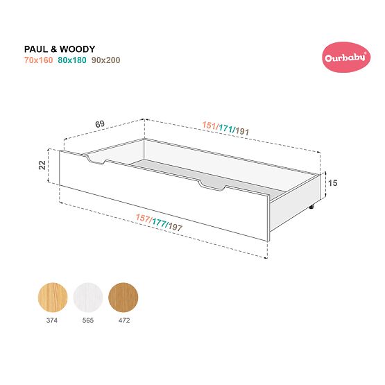 Children's Bed Paul with Guardrail - Beech