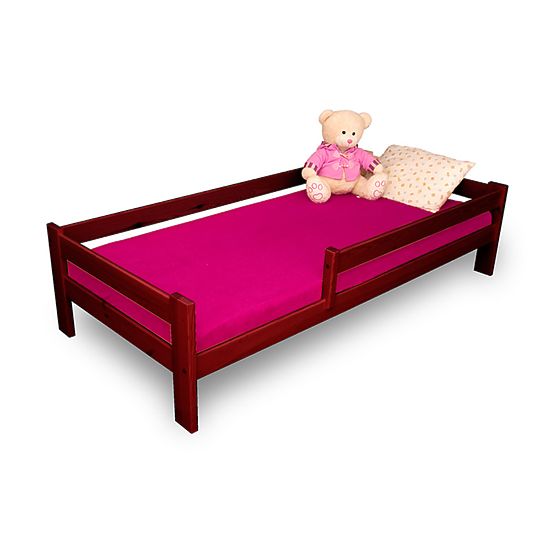 Children's Bed with Safety Rail - Mahogany