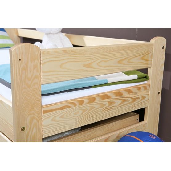Children's Bed Woody with Guardrail - Natural