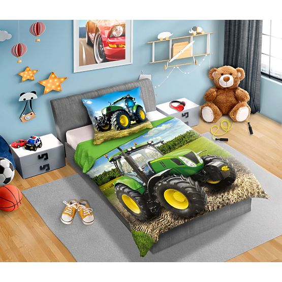Children's bedding 140x200 cm + 70x90 cm Green tractor