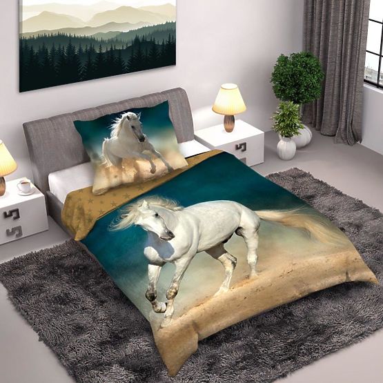 Children's bedding 140x200 cm + 70x90 cm White horse