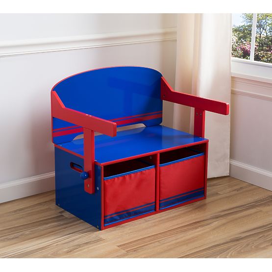 Kids' Bench with Storage Space - Blue-Red