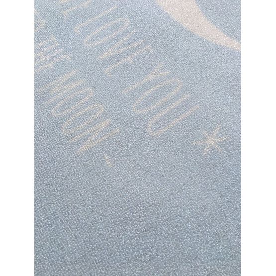 Children's carpet LOVE YOU MOON light blue / white