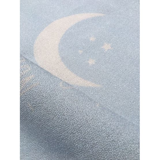 Children's carpet LOVE YOU MOON light blue / white