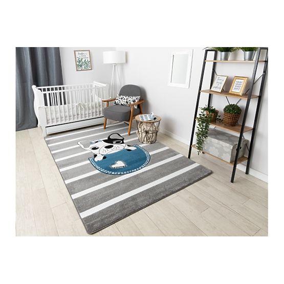 Children's carpet PETIT - Bulldog - gray-white