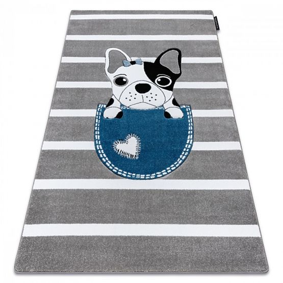 Children's carpet PETIT - Bulldog - gray-white