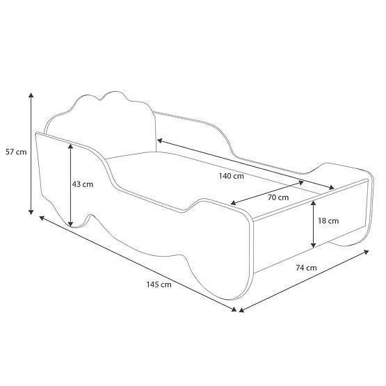 Children's Carriage Bed 140x70 with Mattress