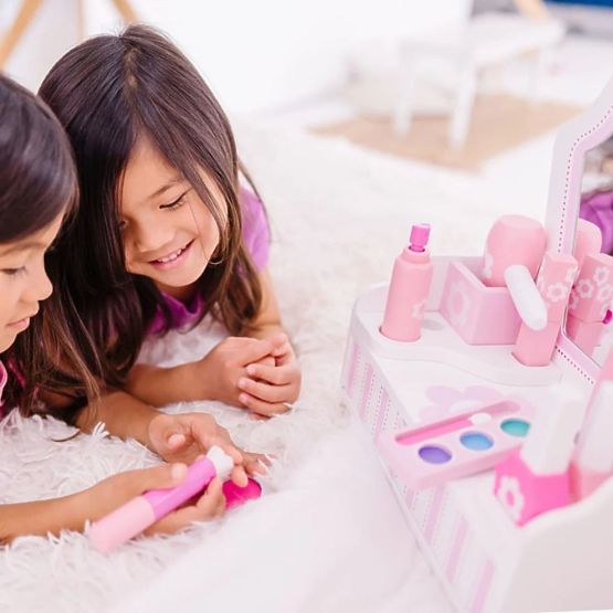 Children's cosmetic table with mirror