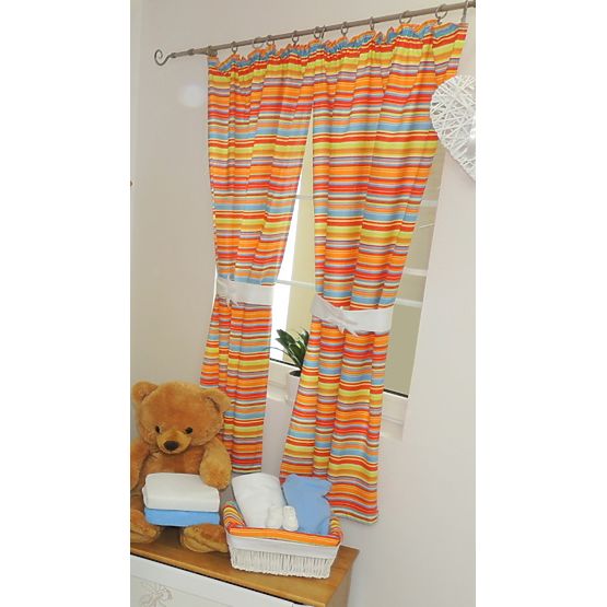 Children's Curtains - Red and Blue Stripes