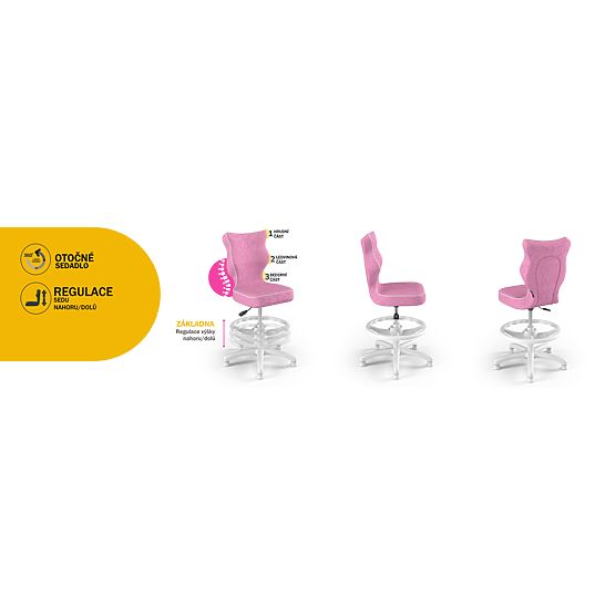 Children's Ergonomic Chair for Desk Adjusted to Height 119-142 cm - Pink