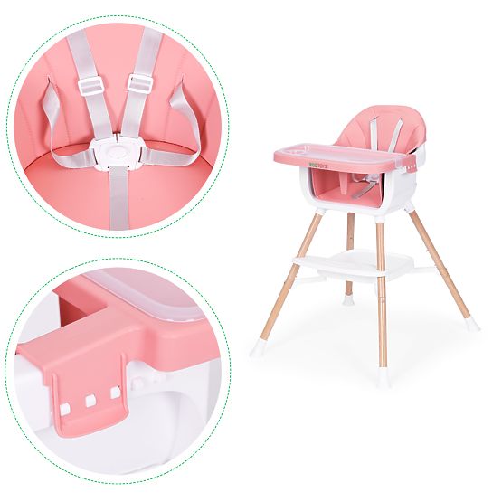 Children's High Chair 2-in-1 Pink ECOTOYS