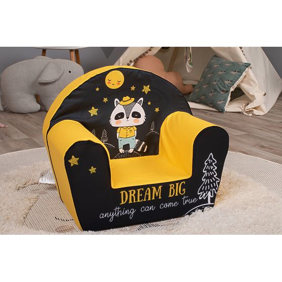 Children's Armchair Raccoon - Black and Yellow