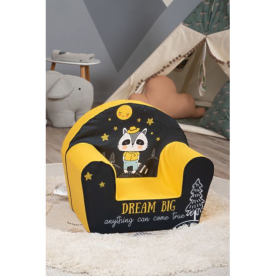 Children's Armchair Raccoon - Black and Yellow