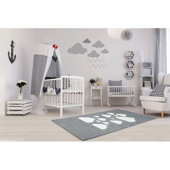 Children's rug clouds silver-gray/ white