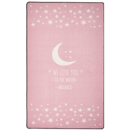 Children's rug LOVE YOU MOON pink / white
