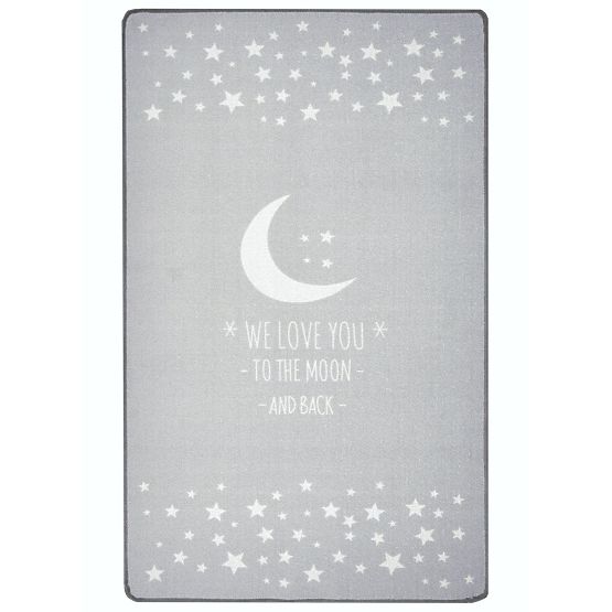 Children's rug LOVE YOU MOON silver-grey/white