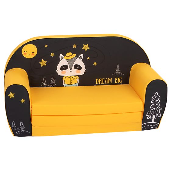 Children's Sofa Raccoon - Black and Yellow