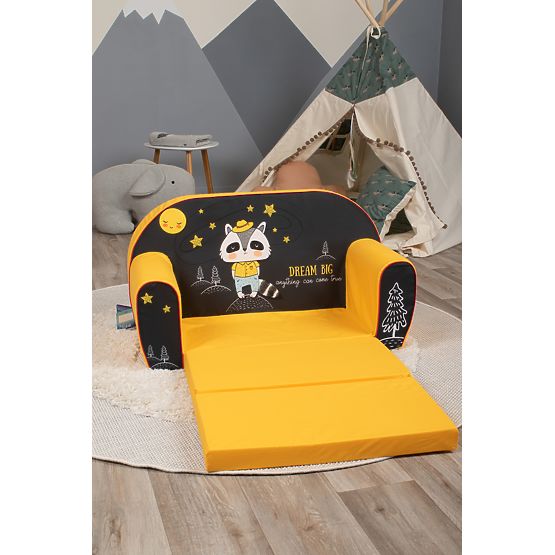 Children's Sofa Raccoon - Black and Yellow