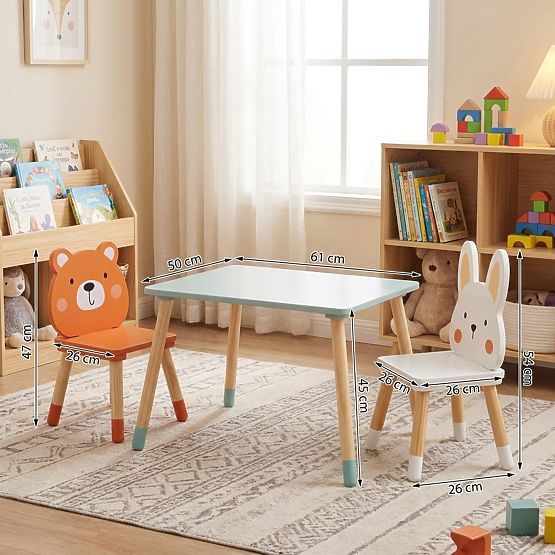 Children's Table and Chairs Ourbaby - Playful Forest Friends