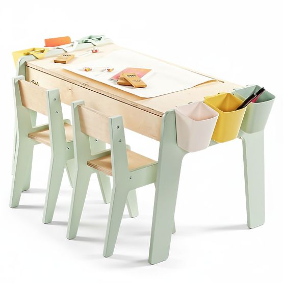 Children's Table and Two Chairs Set with Accessories - Mint