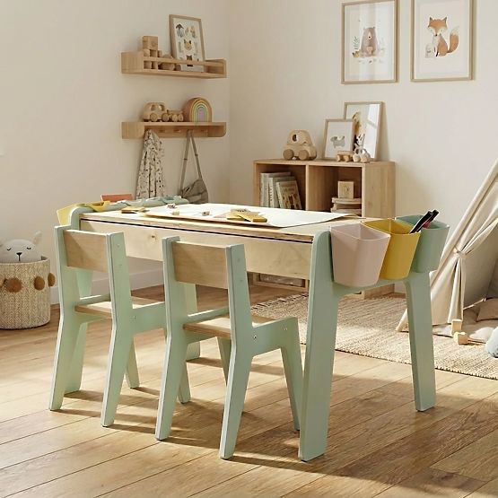 Children's Table and Two Chairs Set with Accessories - Mint