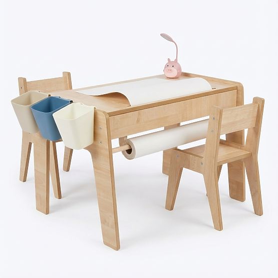 Children's Table and Two Chairs Set with Accessories