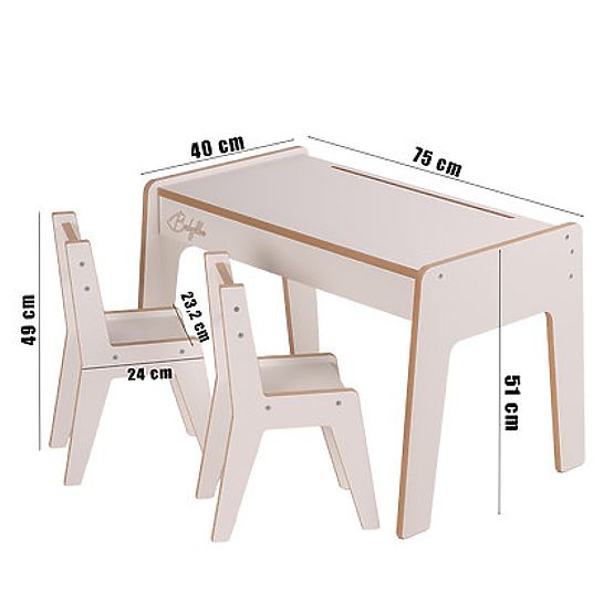 Children's Table and Two Chairs Set with Accessories - Pink