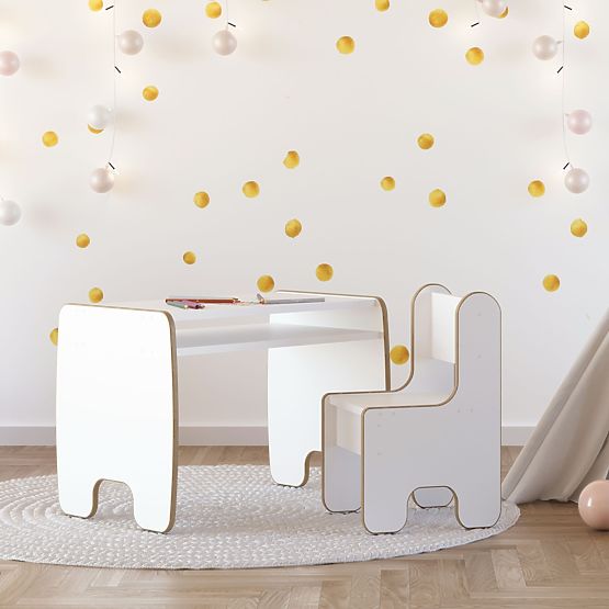 Children's Table Timi + MDF Chair Color White
