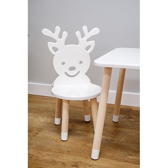 Children's Table with Chairs - Deer - White