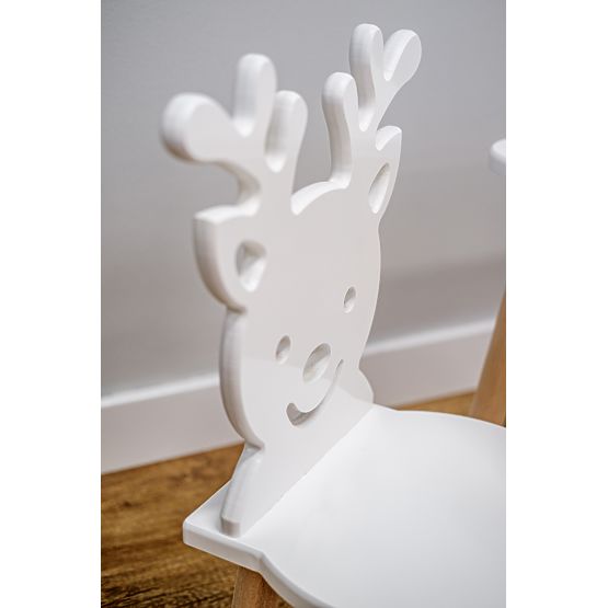 Children's Table with Chairs - Deer - White