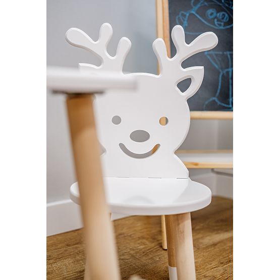 Children's Table with Chairs - Deer - White