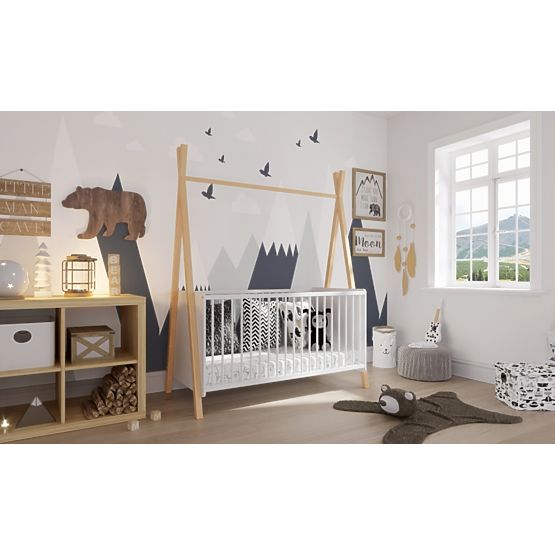 Children's Teepee Crib 140x70 cm (L) - White/Natural