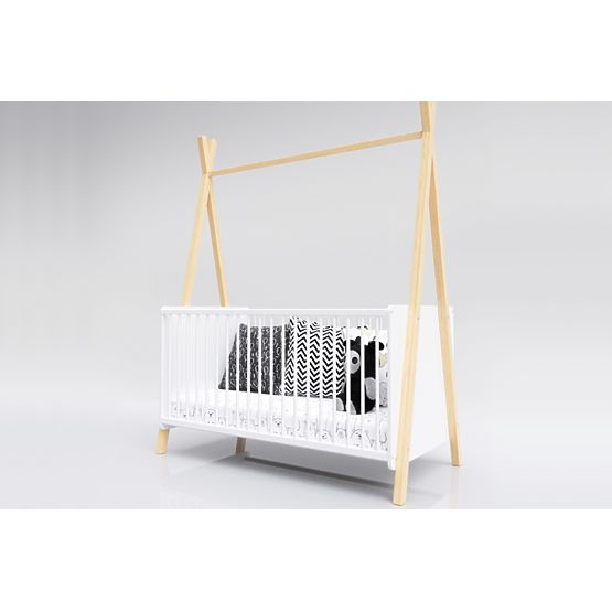 Children's Teepee Crib 140x70 cm (L) - White/Natural