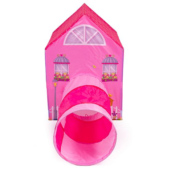 Children's tent with tunnel - pink house
