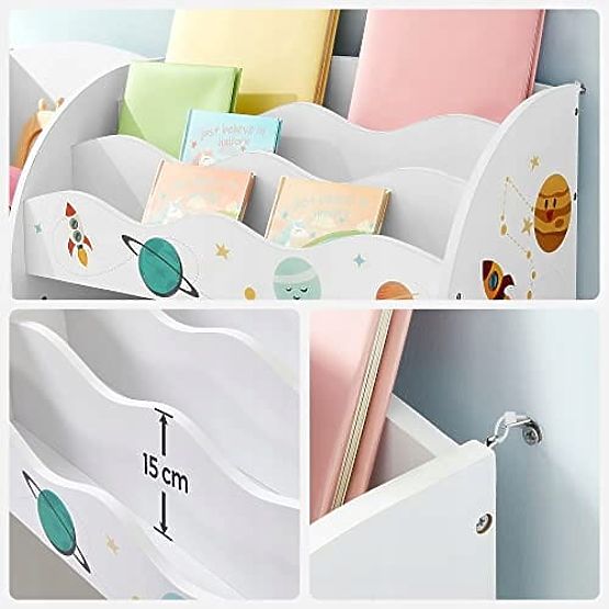 Children's Toy Shelf Cabinet with 5 Shelves, 2 Storage Boxes, and Book Compartments