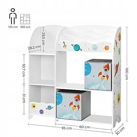Children's Toy Shelf Cabinet with 5 Shelves, 2 Storage Boxes, and Book Compartments